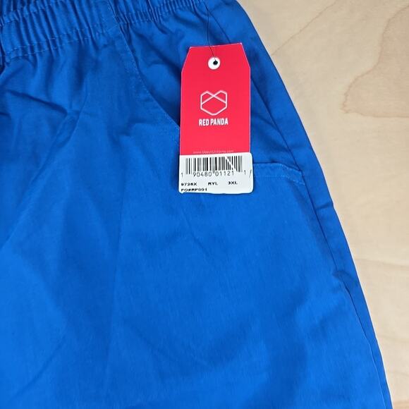 Red Panda Unisex Straight Leg Elastic Waist Drawstring Scrub Pant Royal Blue 3XL - Picture 4 of 10